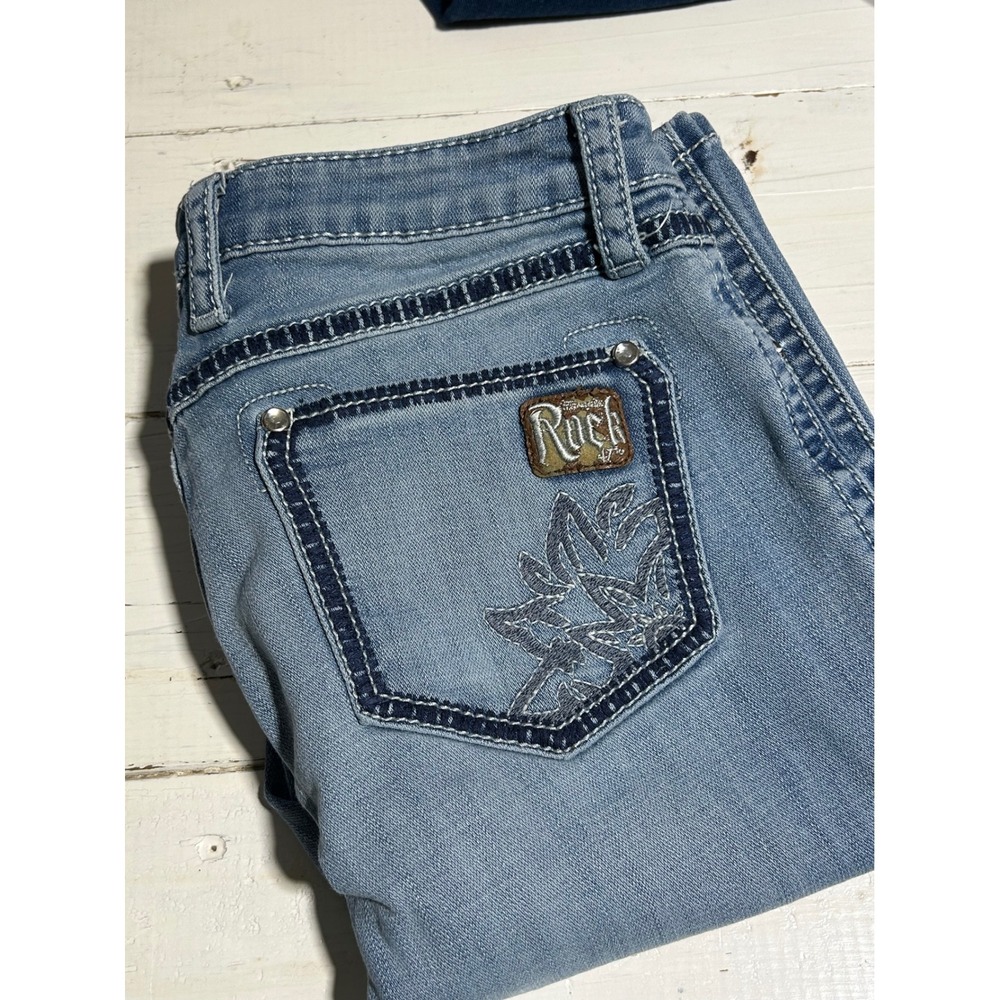 Rock 47 by Wrangler Womens Low Rise Bootcut Jeans WJX21AB Light Wash 27/34
